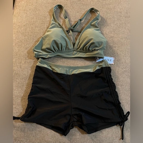 YONIQUE Sexy Green & Black Tankini Women’s Size Large NWT - Picture 4 of 4